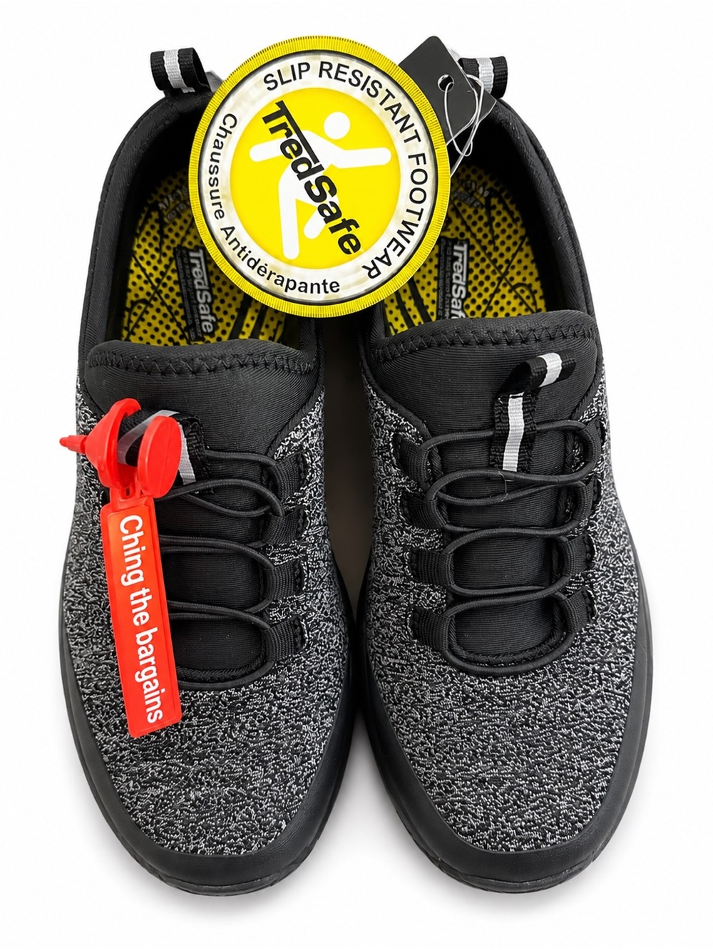 TredSafe Kids Black/Grey Slip-Resistant Knit Sneakers
